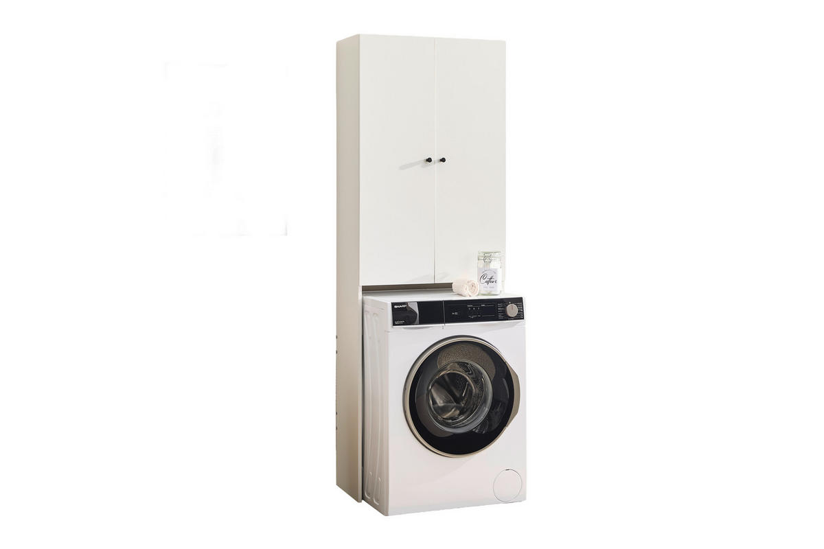 WASCHMASCHINENSCHRANK  65/190/31,8 cm  - Weiss/Schwarz, Basics, Holzwerkstoff/Metall (65/190/31,8cm) - Carryhome