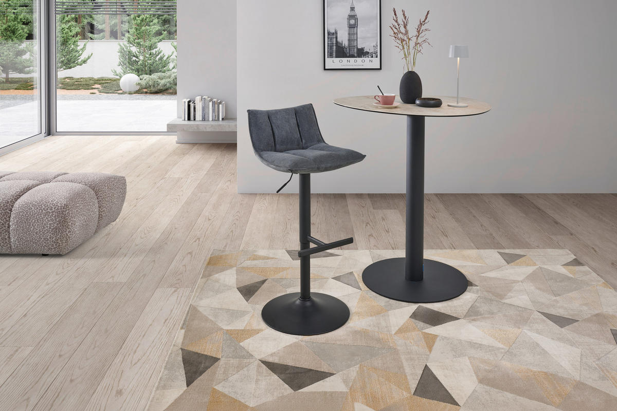 BARSKI STOL, siva, črna  - siva/črna, Moderno, kovina/tekstil (46/87-108/52cm) - MID.YOU