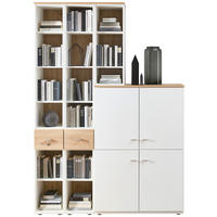 REGALKOMBINATION Weiß, Alteiche  150/215/40 cm  - Alteiche/Alufarben, KONVENTIONELL, Holzwerkstoff/Metall (150/215/40cm) - Venda