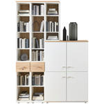 REGALKOMBINATION Weiß, Alteiche  150/215/40 cm  - Alteiche/Alufarben, KONVENTIONELL, Holzwerkstoff/Metall (150/215/40cm) - Venda