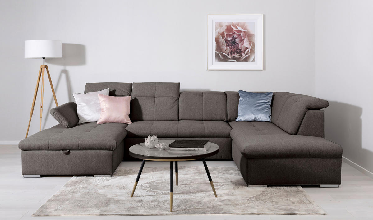 WOHNLANDSCHAFT Grau  - Grau, Design, Textil/Metall (173/328/215cm) - MID.YOU