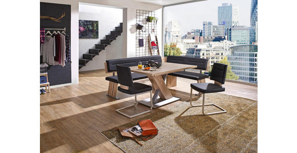 ECKBANKGRUPPE in Metall, Textil, Holzwerkstoff Eichefarben, Dunkelgrau - Eichefarben/Dunkelgrau, KONVENTIONELL, Holzwerkstoff/Textil (155/205cm) - Cantus