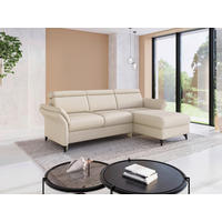 ECKSOFA  Flachgewebe Creme  - Creme/Schwarz, Konventionell, Textil/Metall (253/166cm) - Sit & More