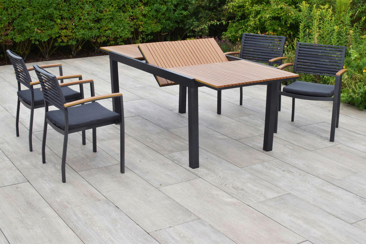 GARTENTISCH 150/90/75 cm  - Graphitfarben/Naturfarben, KONVENTIONELL, Kunststoff/Metall (150/90/75cm) - Gardenson