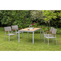 GARTENTISCHGRUPPE  - Beige/Silberfarben, ROMANTIK / LANDHAUS, Holz/Kunststoff - Gardenson