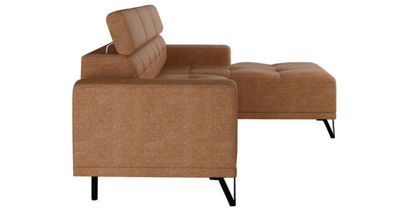 ECKSOFA Rostfarben Chenille - Rostfarben/Schwarz, KONVENTIONELL, Textil/Metall (264/178cm) - Hom`in