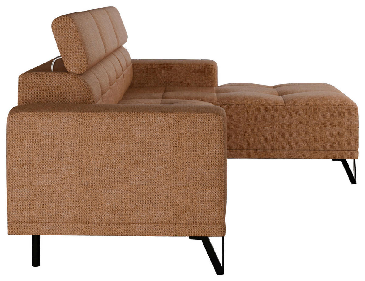 ECKSOFA Rostfarben Chenille  - Rostfarben/Schwarz, KONVENTIONELL, Textil/Metall (264/178cm) - Hom`in