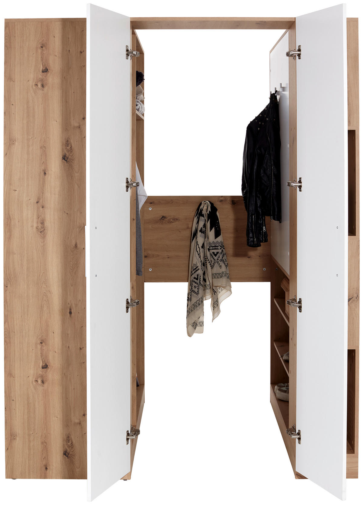 ECKSCHRANK 150/205/120 cm Weiß, Eiche Artisan  - Alufarben/Weiß, MODERN, Holzwerkstoff (150/205/120cm) - Ondega