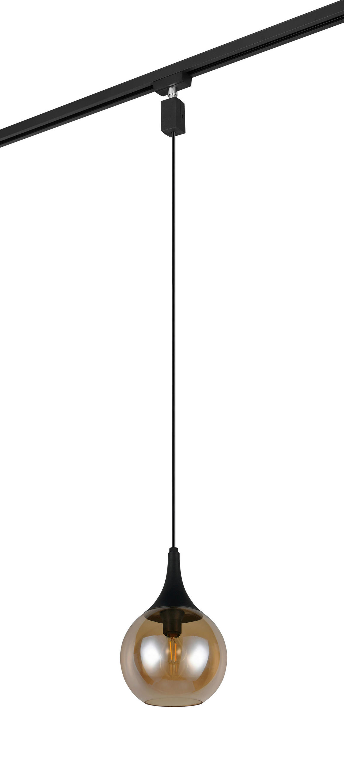 SCHIENENSYSTEM-HÄNGELEUCHTE - Bernsteinfarben/Schwarz, Konventionell, Glas/Metall (18/180cm) - Trio Leuchten