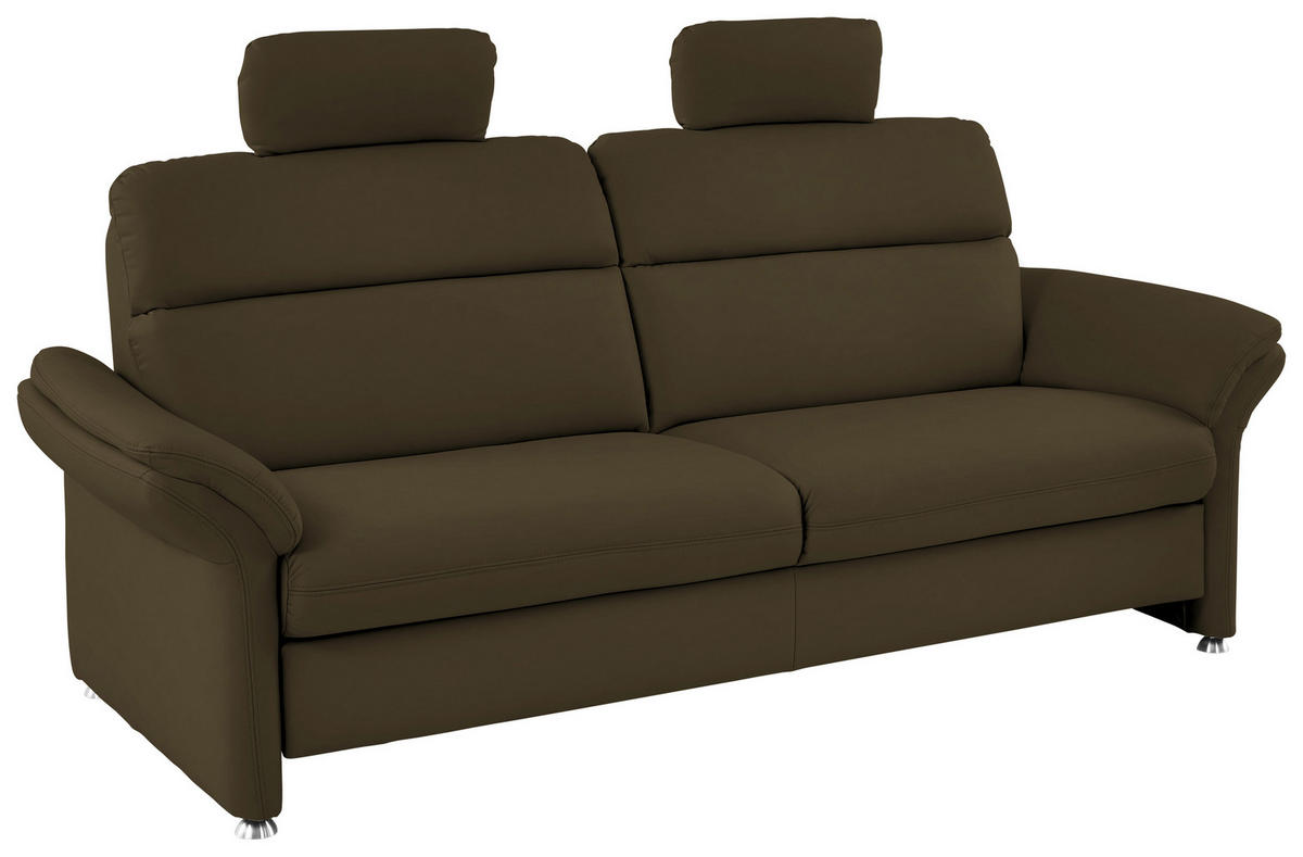 3-SITZER-SOFA in Echtleder Waldgrün  - Waldgrün/Alufarben, KONVENTIONELL, Leder/Metall (228/96/92cm) - Beldomo Premium