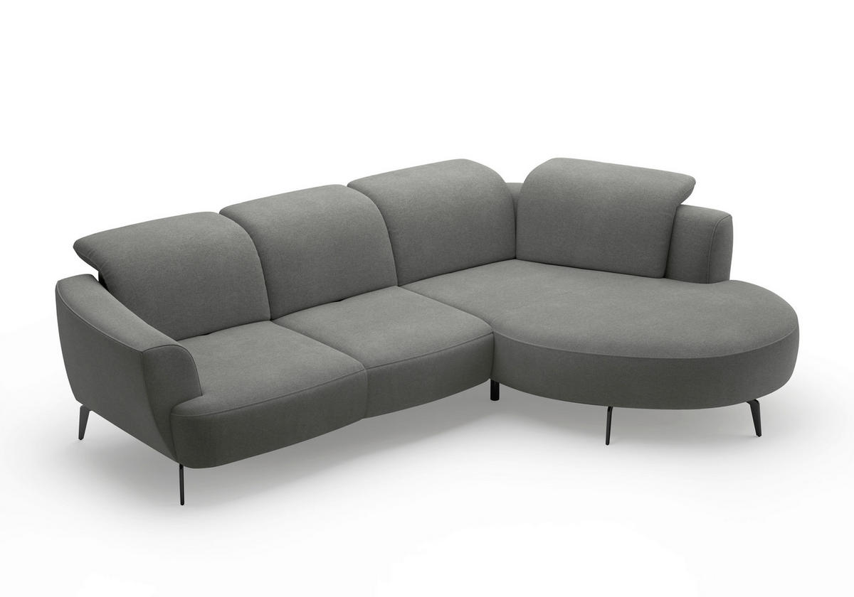 ECKSOFA in Mikrofaser Schlammfarben  - Schlammfarben/Schwarz, Konventionell, Textil/Metall (309/199cm) - Sit & More