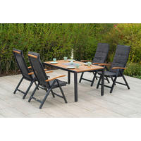 GARTENGARNITUR 9-teilig Akazie massiv Aluminium 9-teilig  - Graphitfarben/Naturfarben, MODERN, Holz/Kunststoff - Gardenson