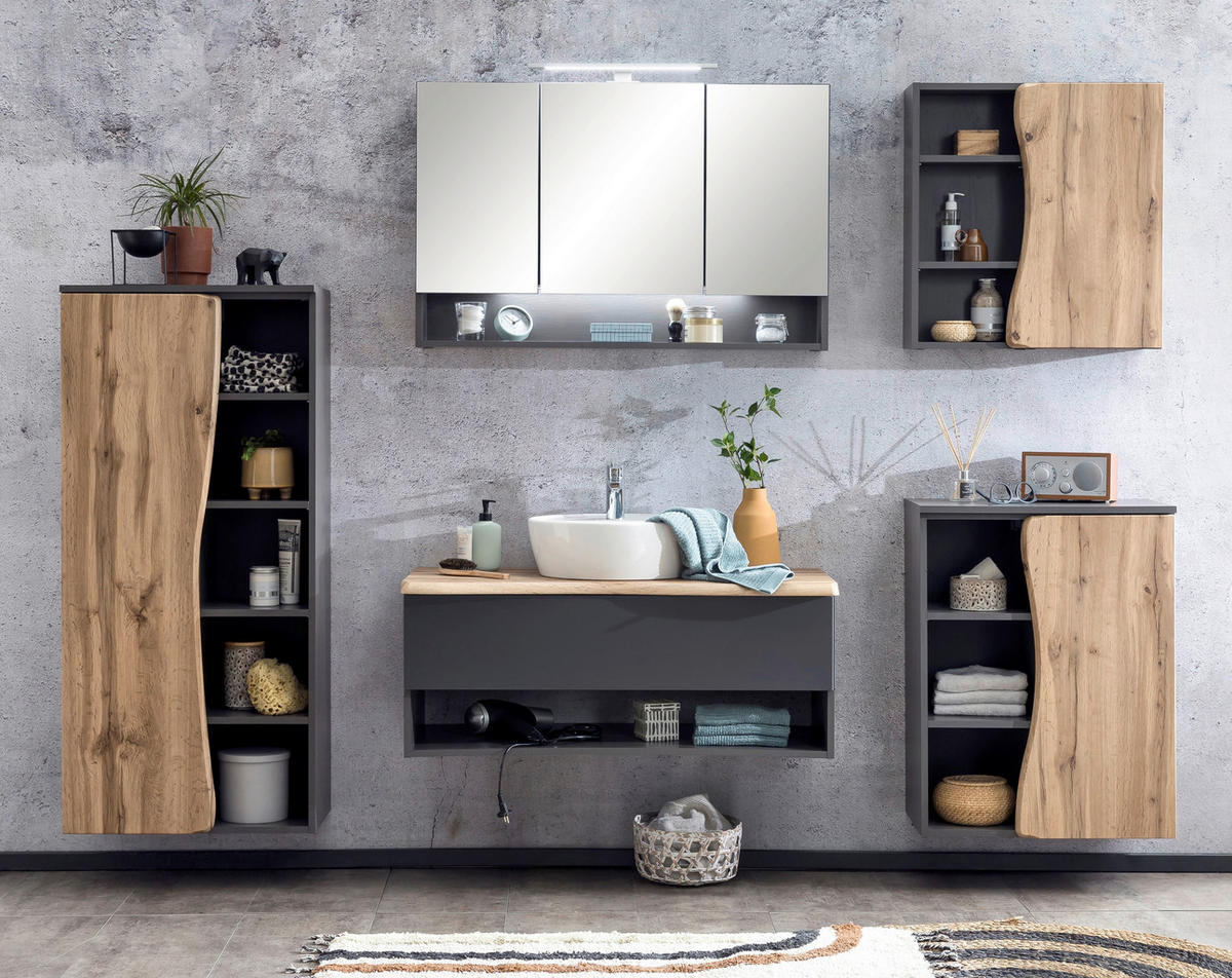 HÄNGESCHRANK 60/64/20 cm  - Eiche Wotan/Graphitfarben, Natur, Holzwerkstoff (60/64/20cm) - Xora