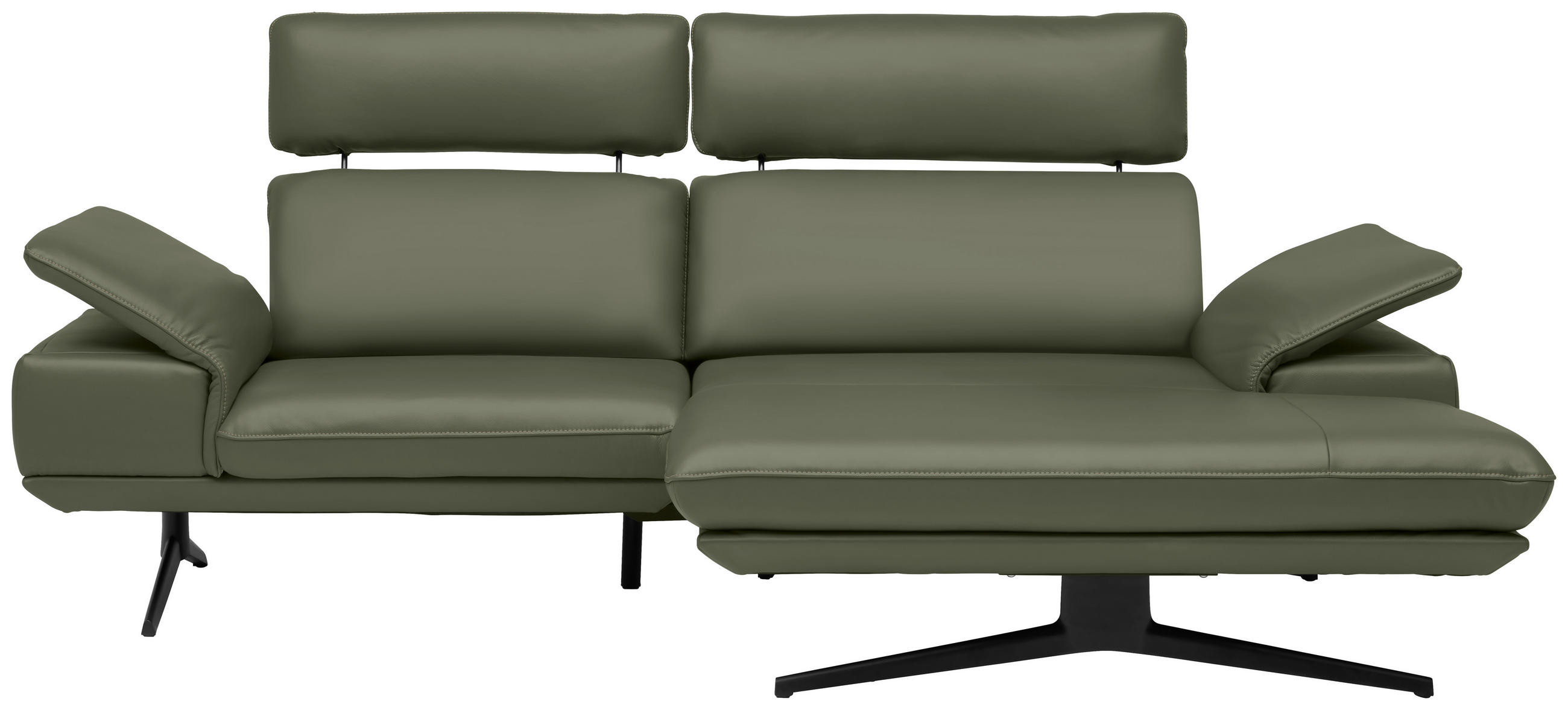 ECKSOFA in Echtleder Grün  239/150 cm  - Beige/Schwarz, Design, Leder/Metall (239/150cm) - Koinor