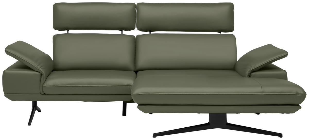 ECKSOFA Echtleder Grün  - Beige/Schwarz, Design, Leder/Metall (239/150cm) - Koinor