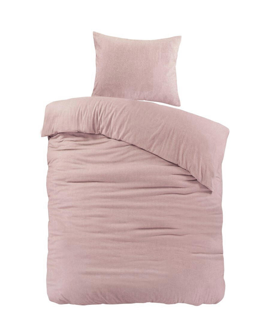 BETTWÄSCHE 2-teilig Flanell 155/220 cm  - Hellrosa, Basics, Textil (155/220cm)