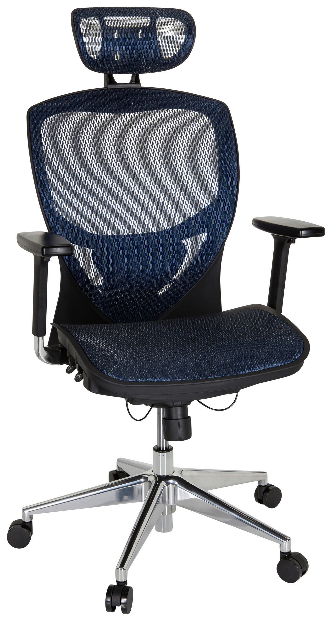 DREHSTUHL Netzbespannung Blau, Schwarz  - Blau/Silberfarben, Basics, Kunststoff/Textil (61/148/48cm) - MID.YOU