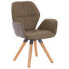 ARMLEHNSTUHL  in Echtleder pigmentiert  - Taupe/Wildeiche, Design, Leder/Holz (62/91/59cm) - Valdera