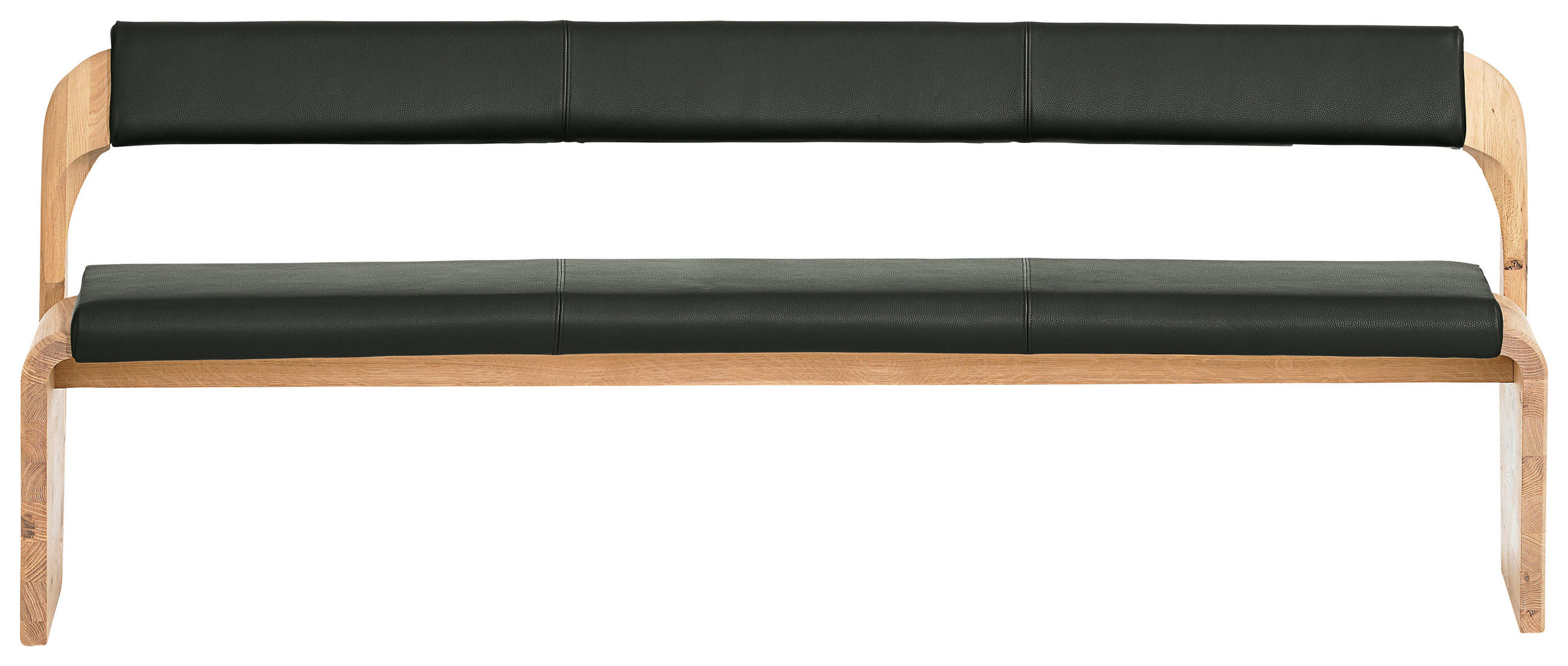 SITZBANK 187/84/69,6 cm  in Eichefarben, Olivgrün  - Eichefarben/Olivgrün, Natur, Leder/Holz (187/84/69,6cm) - Voglauer