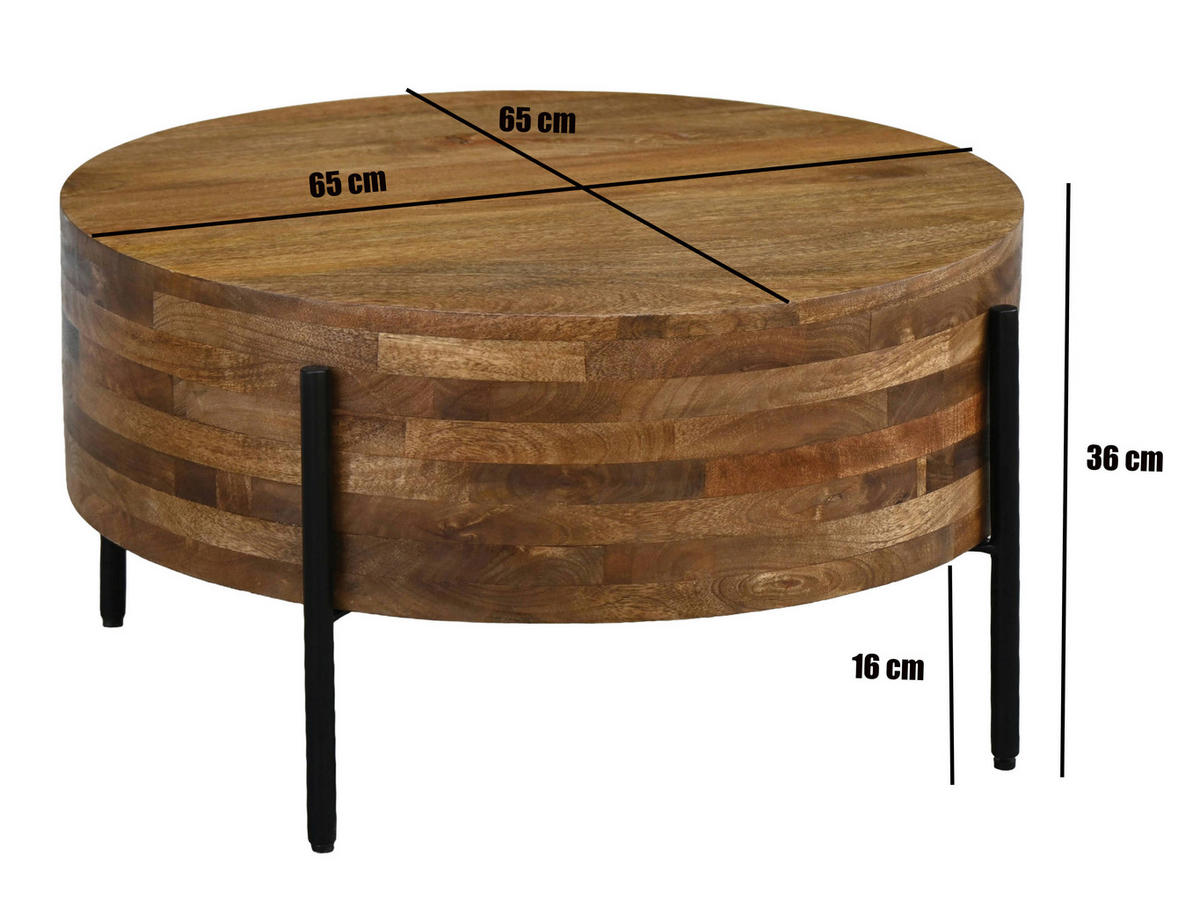 KLUBSKA MIZA, 70/36/70 cm rjava  - črna/rjava, Design, kovina/les (70/36/70cm) - Livetastic