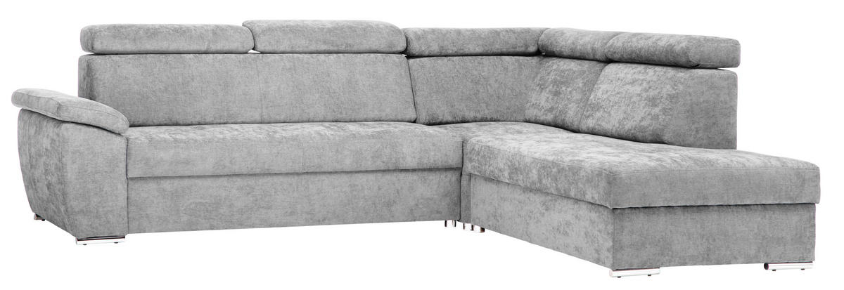 Ecksofa Grau Chenille  - Chromfarben/Grau, MODERN, Textil/Metall (270/230cm) - MID.YOU
