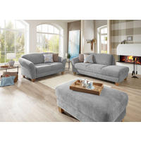 RÉCAMIERE Silberfarben Flachgewebe  - Silberfarben/Naturfarben, KONVENTIONELL, Holz/Textil (194/84/91cm) - Sit & More