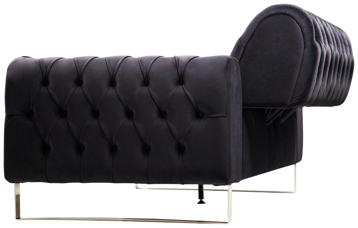 2-SITZER-SOFA  in Velours Schwarz  - Goldfarben/Schwarz, KONVENTIONELL, Textil/Metall (194/90/97cm) - Carryhome