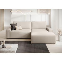 ECKSCHLAFSOFA CHALLANGE Struktur Beige  inkl. Bettkasten  - Beige/Schwarz, MODERN, Kunststoff/Textil (246/168cm) - Trendmanufaktur