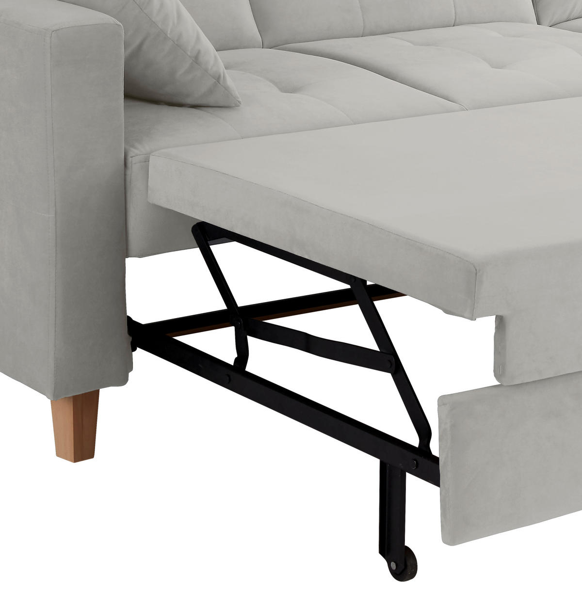 HÖRNSOFFA i sammet ljusgrå  - ljusgrå/naturfärgad, Design, trä/textil (231/160cm) - Livetastic