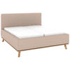 POLSTERBETT Matratze, Lattenrost, Bettkasten 160/200 cm  in Taupe  - Taupe/Eichefarben, Design, Holz/Textil (160/200cm) - Musterring