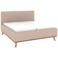 POLSTERBETT Matratze, Lattenrost, Bettkasten 180/200 cm  in Taupe  - Taupe/Eichefarben, Design, Holz/Textil (180/200cm) - Musterring