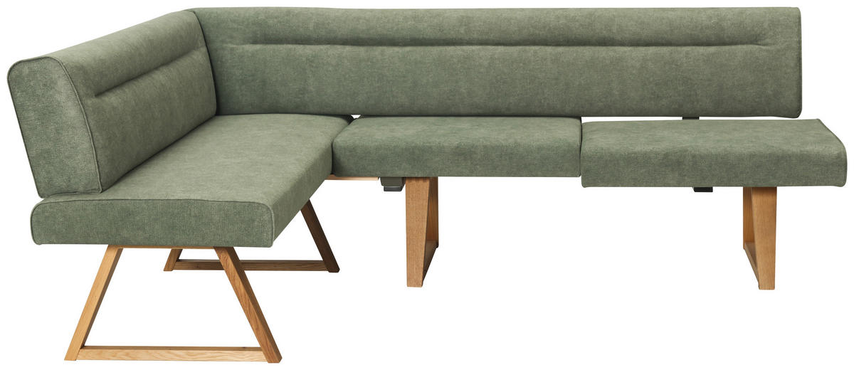 ECKBANK in Holz, Textil Grün, Eichefarben  - Eichefarben/Grün, Konventionell, Holz/Textil (170/230cm) - Moderano