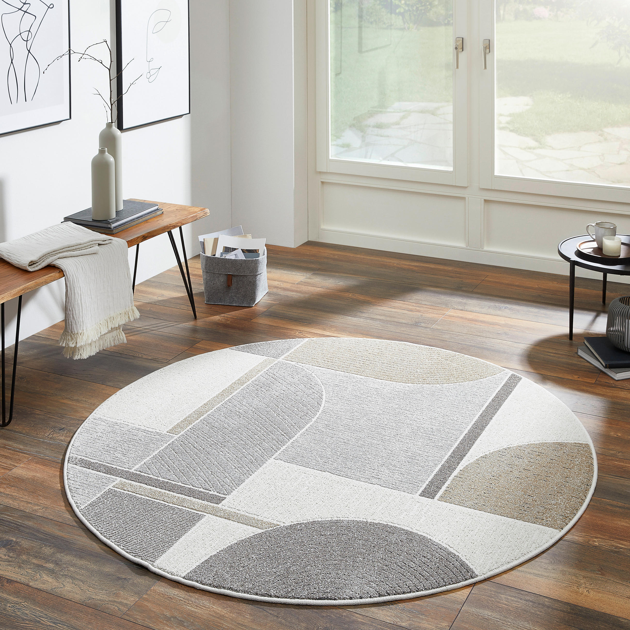 WEBTEPPICH 160 cm Valencia Grau, Goldfarben, Hellgrau  - Goldfarben/Hellgrau, Design, Textil (160cm)