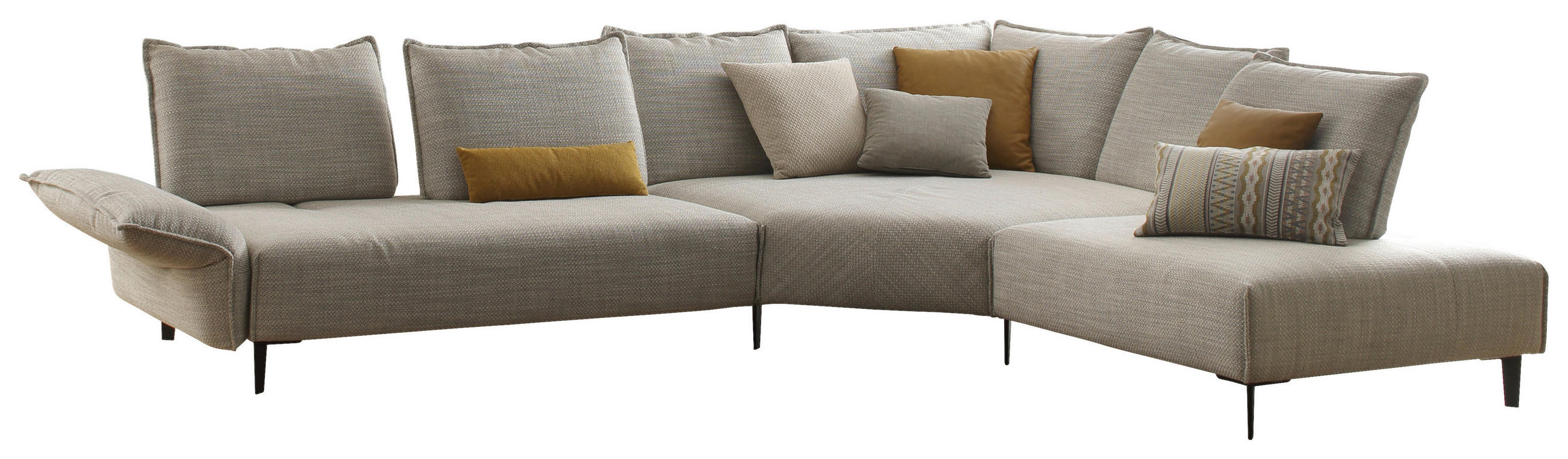 SAROKKANAPÉ textil világosszürke  - világosszürke/fekete, Modern, textil/fém (340/272cm) - Chilliano