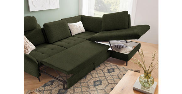 ECKSOFA in Struktur Olivgrün  - Schwarz/Olivgrün, Natur, Textil/Metall (288/233cm) - Valnatura