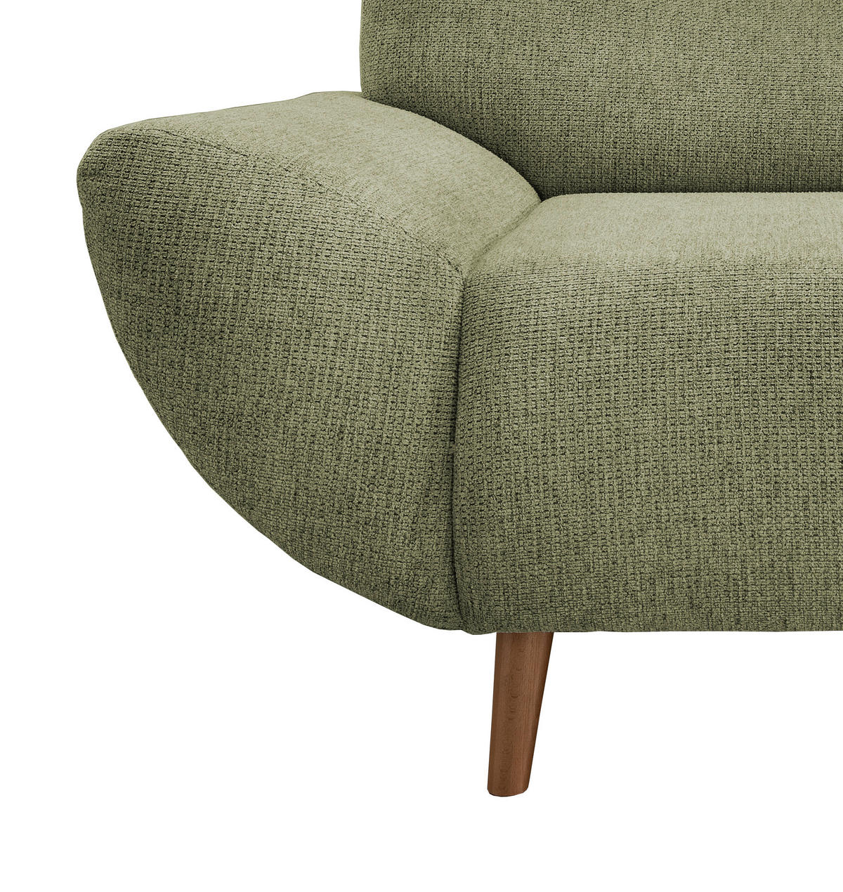 3-SITZER-SOFA Chenille Grün  - Wildeiche/Grün, Modern, Holz/Textil (205/81/90cm) - MID.YOU