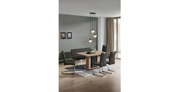 ESSTISCH in Metall, Holzwerkstoff 140-180/90/75,5 cm  - Schwarz/Eiche Artisan, KONVENTIONELL, Holzwerkstoff/Metall (140-180/90/75,5cm) - Carryhome