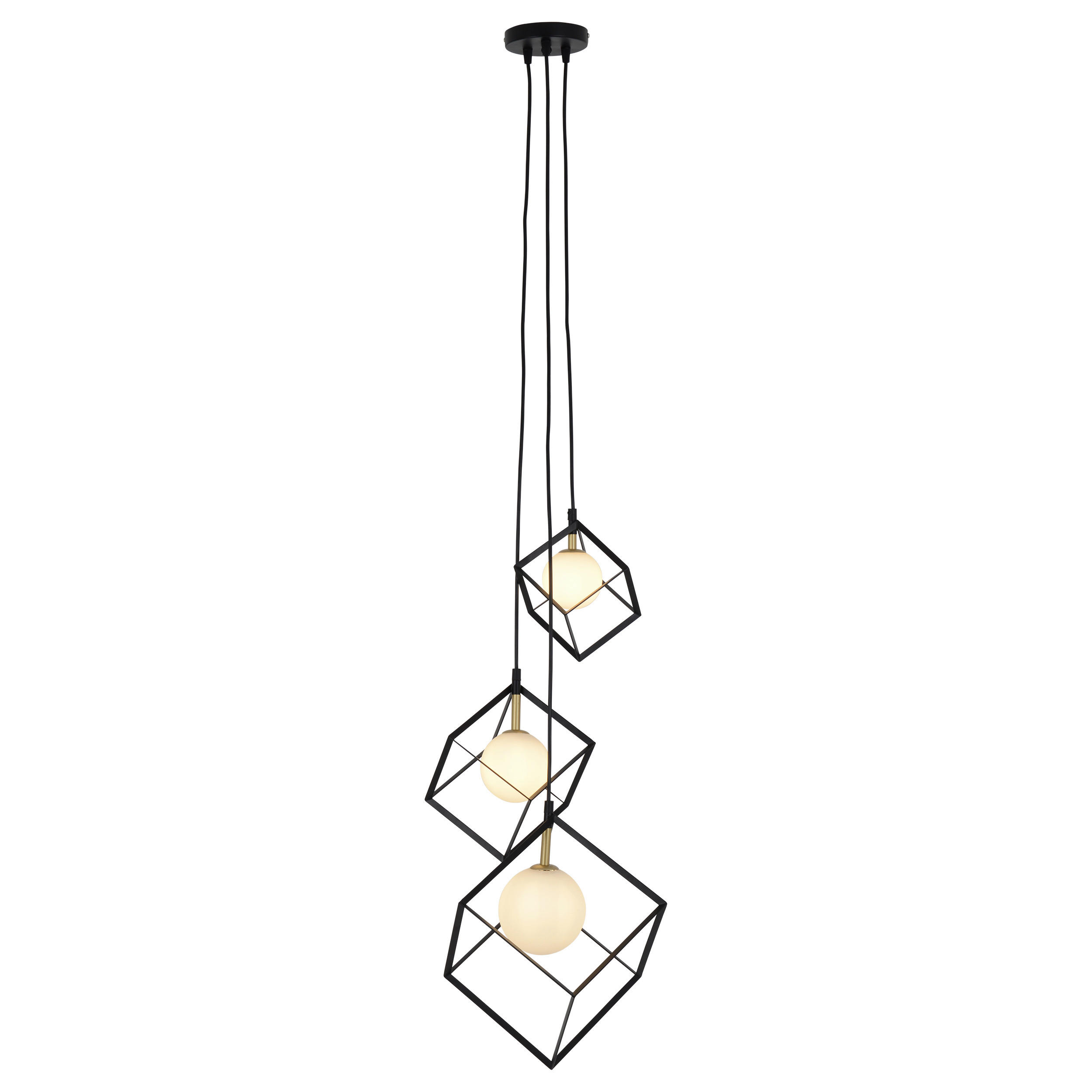 HÄNGELEUCHTE   - Goldfarben/Schwarz, Design, Glas/Metall (147cm) - Näve