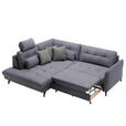 ECKSOFA in Flachgewebe, Leinenoptik Dunkelgrau  - Dunkelgrau/Schwarz, Design, Textil/Metall (208/247cm) - Xora