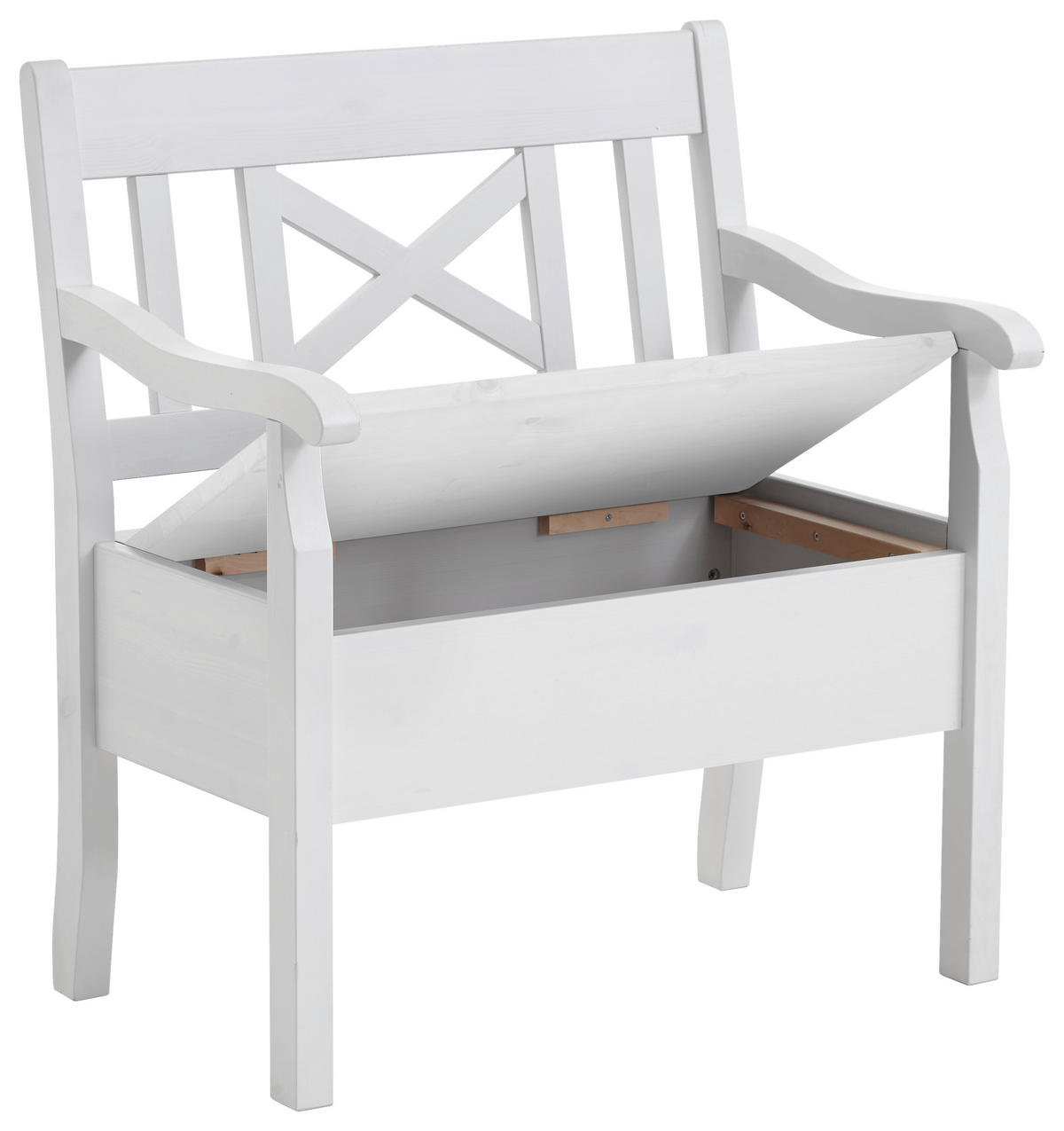 SITZBANK 84/93/58 cm Weiß Kiefer massiv  - Weiß, ROMANTIK / LANDHAUS, Holz (84/93/58cm) - Boxxx