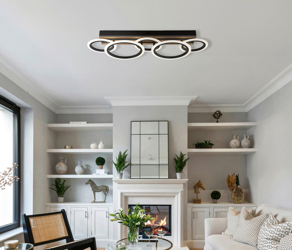 LED-DECKENLEUCHTE 74,5/25/11,5 cm   - Dunkelbraun/Schwarz, Natur, Holzwerkstoff/Kunststoff (74,5/25/11,5cm) - Globo