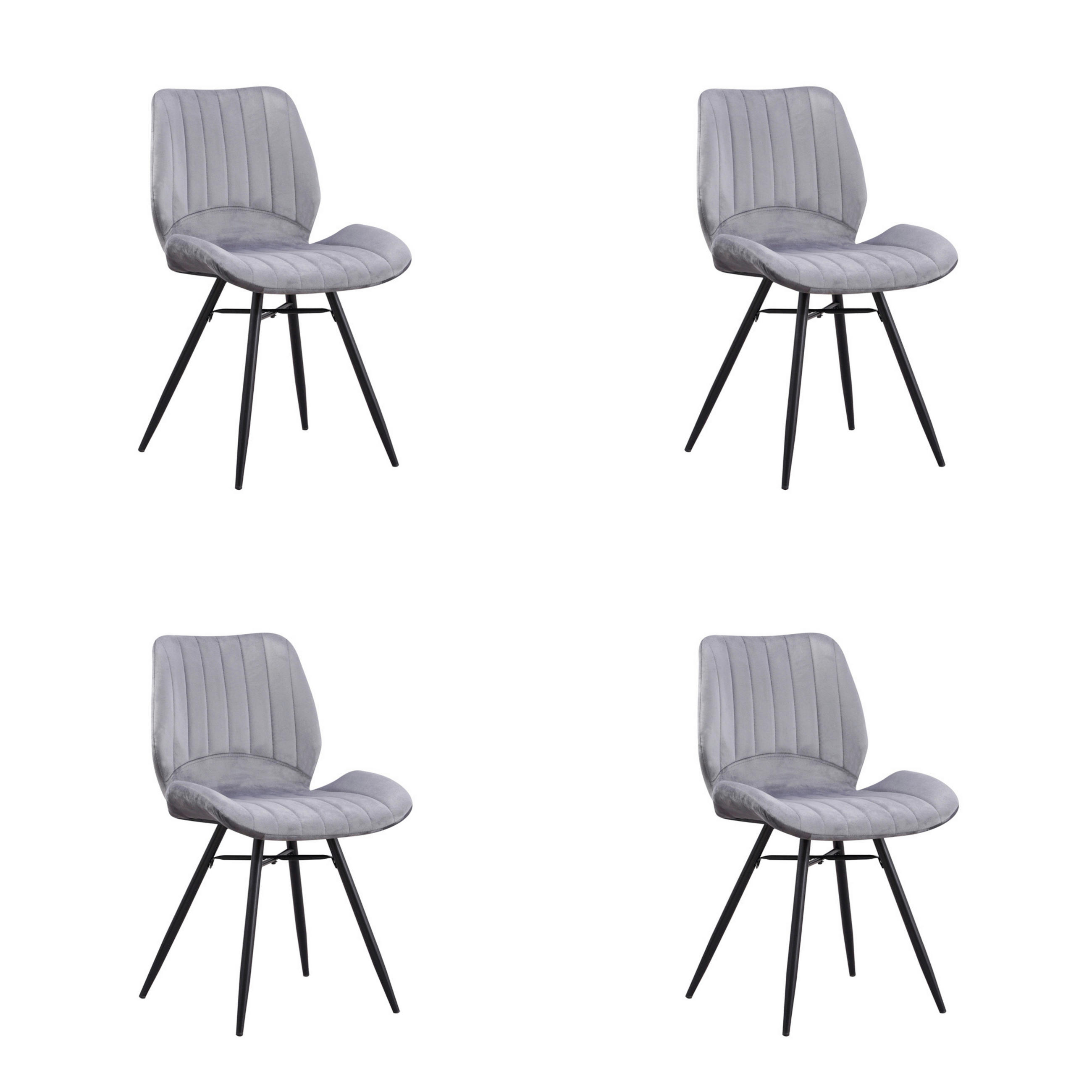 SADA STOLIČIEK 4 kus - čierna/antracitová, Design, kov/textil (47/82/55cm) - MID.YOU