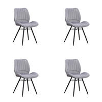 STUHL-SET 4 Stück  in Samt  - Anthrazit/Schwarz, Design, Textil/Metall (47/82/55cm) - MID.YOU