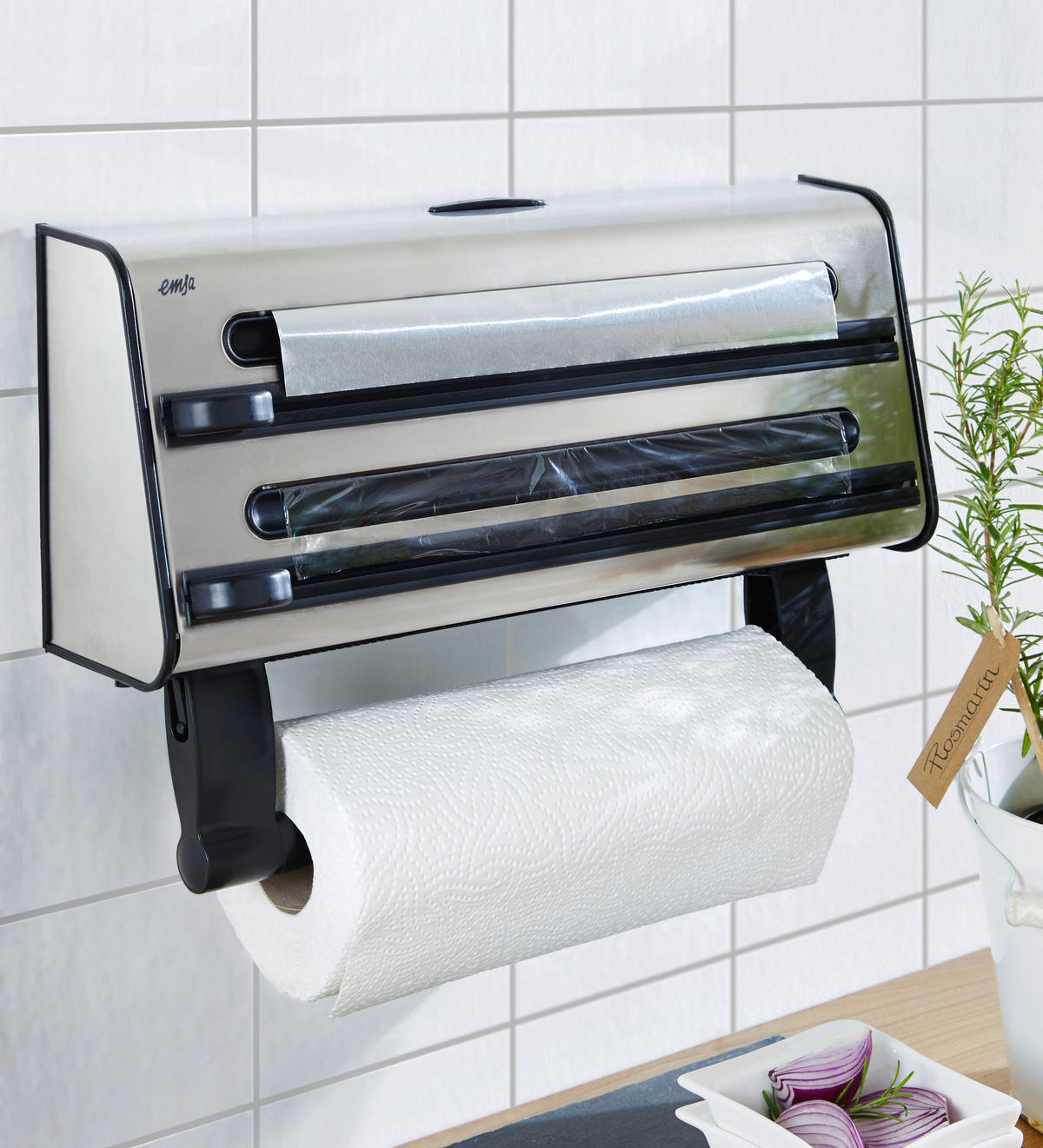 KÜCHENROLLENHALTER - Alufarben, KONVENTIONELL, Kunststoff/Metall (41cm) - Emsa