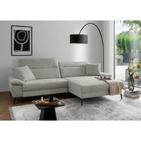 ECKSOFA CANCELLI Beige Struktur Zierkissen, Relaxfunktion  - Beige/Schwarz, KONVENTIONELL, Textil/Metall (300/178cm) - Livetastic