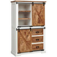 VITRINE  in massiv Mangoholz Naturfarben, Schwarz, Weiß - Schwarz/Naturfarben, LIFESTYLE, Holz/Holzwerkstoff (100/160/45cm) - MID.YOU