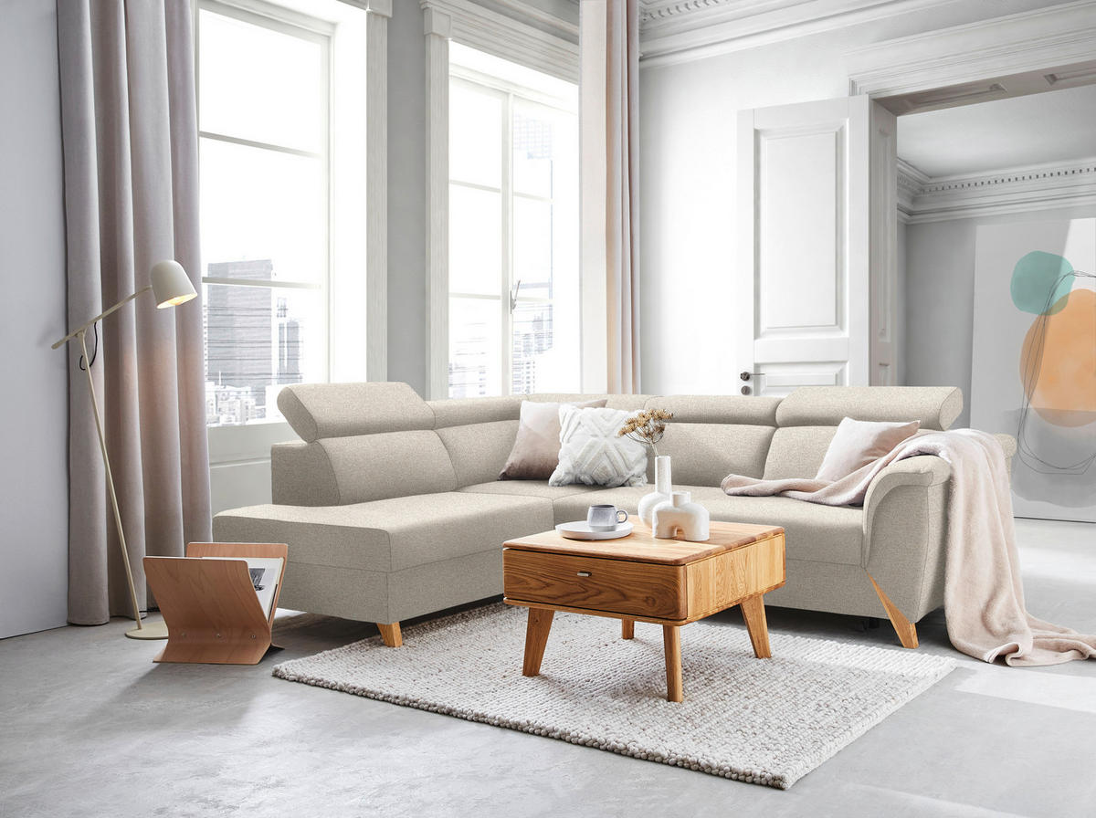 ECKSOFA Chenille Beige  - Beige/Naturfarben, Konventionell, Holz/Textil (200/265cm) - Stylife