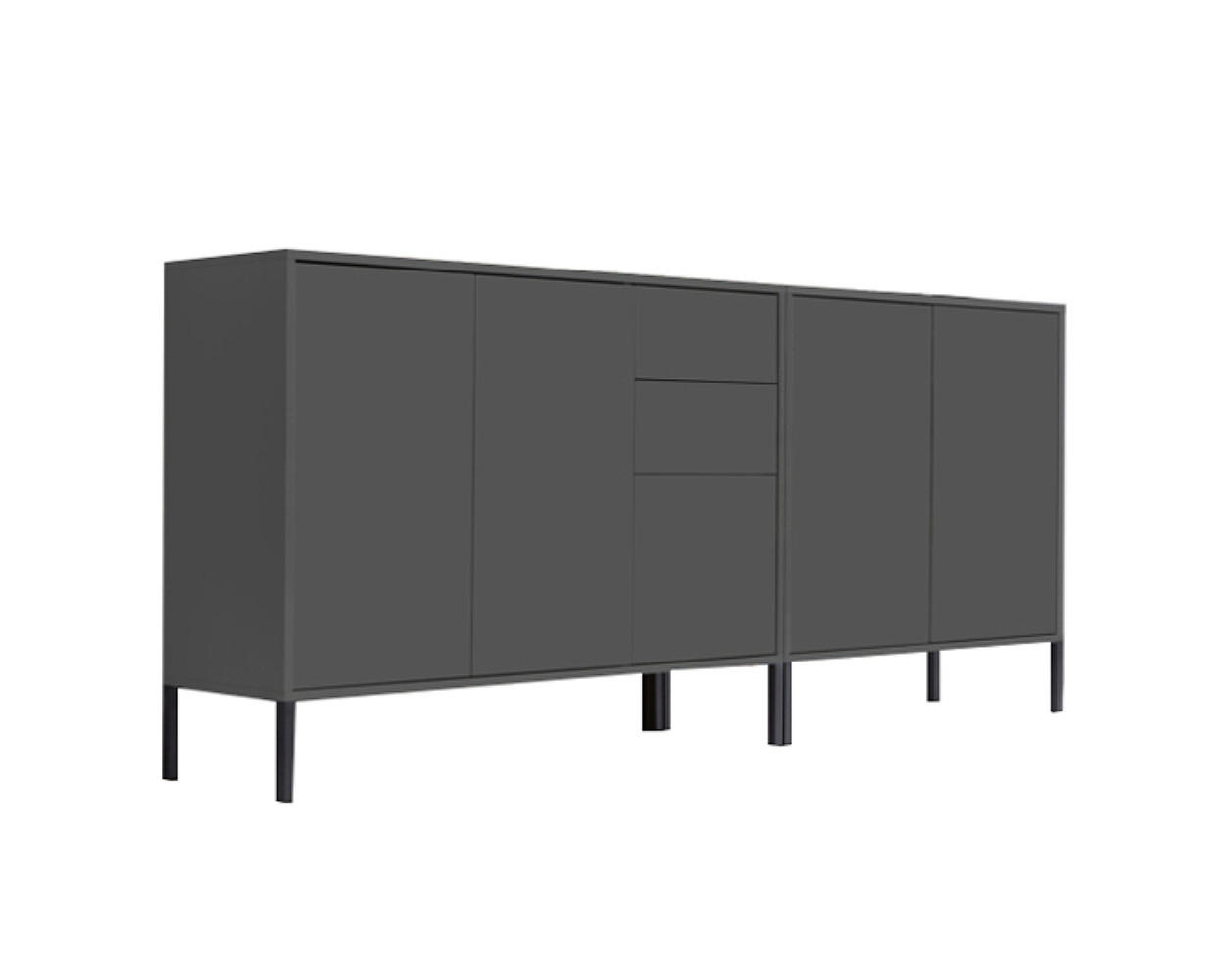 Mid.you Sideboard Mailand Set 10 + MF Anthrazit 184.5x86x33 cm