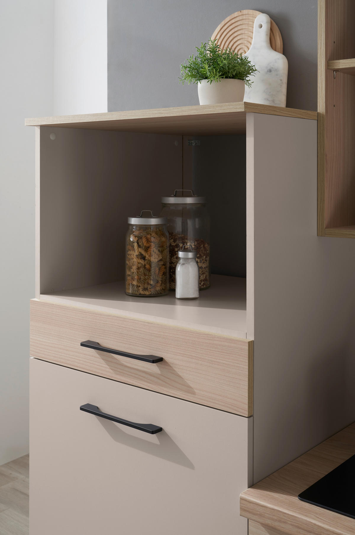 KÜCHENBLOCK   in Eichefarben, Kaschmir  - Kaschmir/Eichefarben, Trend, Holzwerkstoff/Metall (150/210/60cm) - MID.YOU