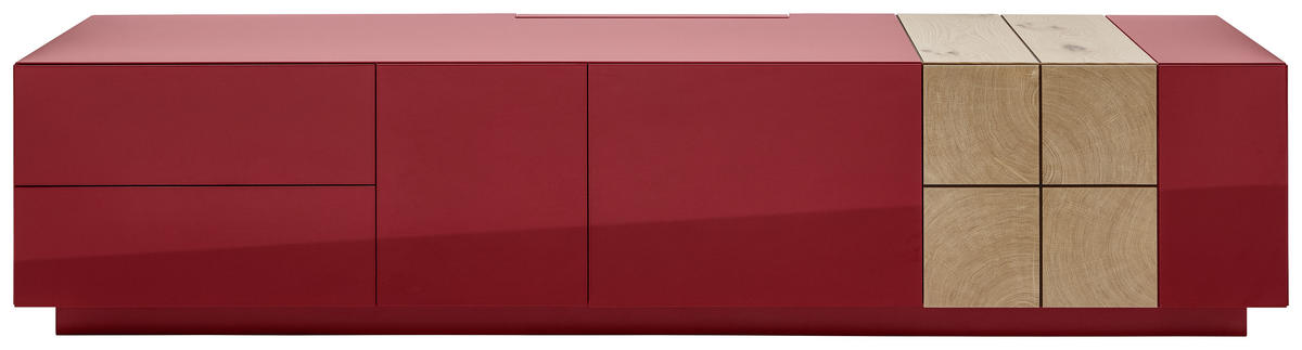 LOWBOARD QUADRA  in 210/46/52 cm  - Eichefarben/Dunkelrot, Design, Holz/Holzwerkstoff (210/46/52cm) - Ambiente